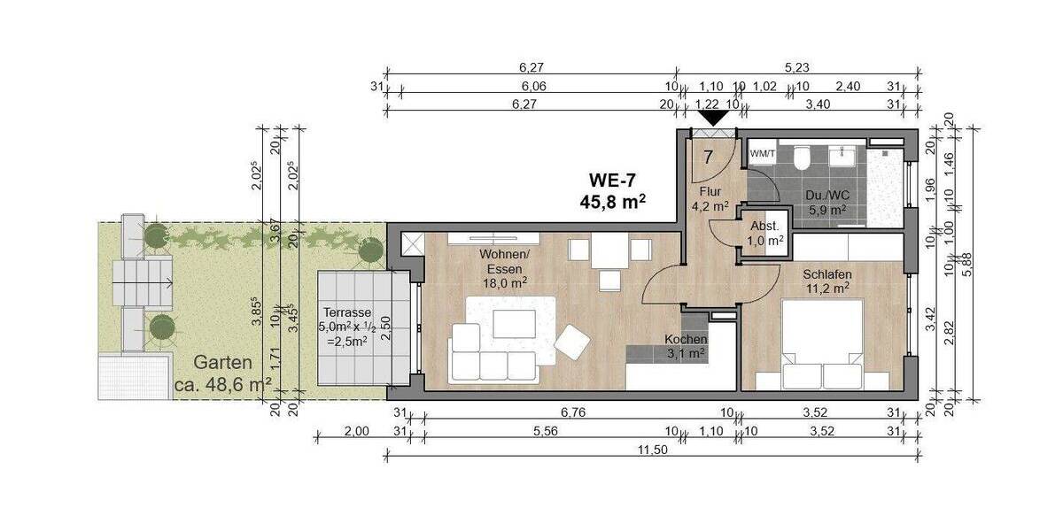 Etagenwohnung Offenbach am Main Bürgel - 2 Zimmer, 45 m&sup2;, 269.620&euro; | Angebot:26891453