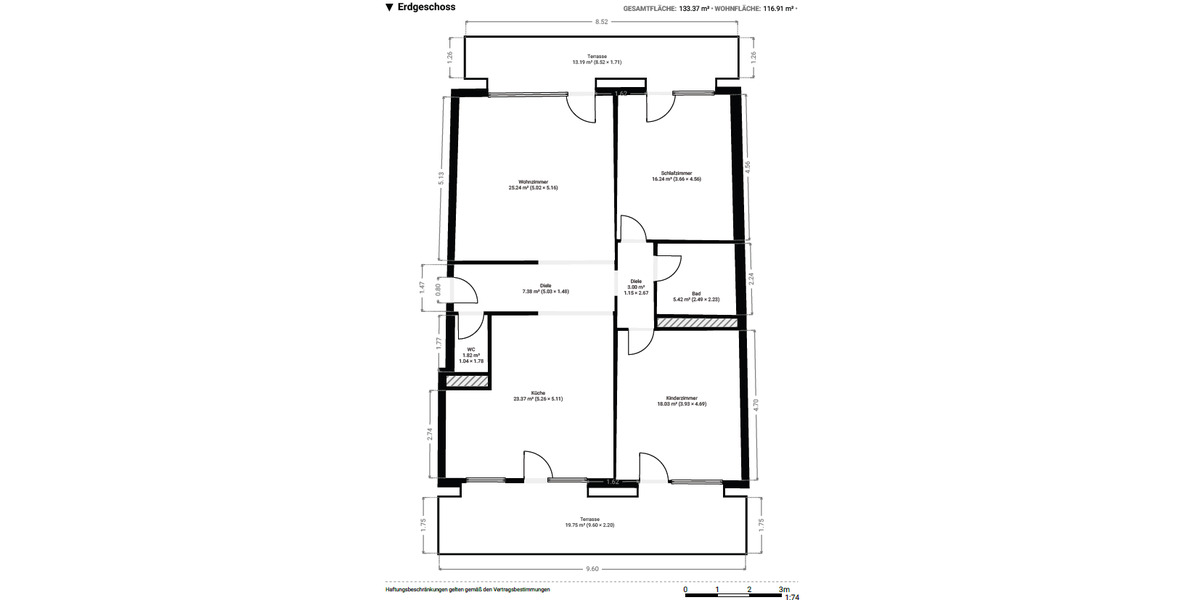Terrassenwohnung Frankfurt am Main Sachsenhausen - 3 Zimmer, 117 m&sup2;, 569.000&euro; | Angebot:25743249