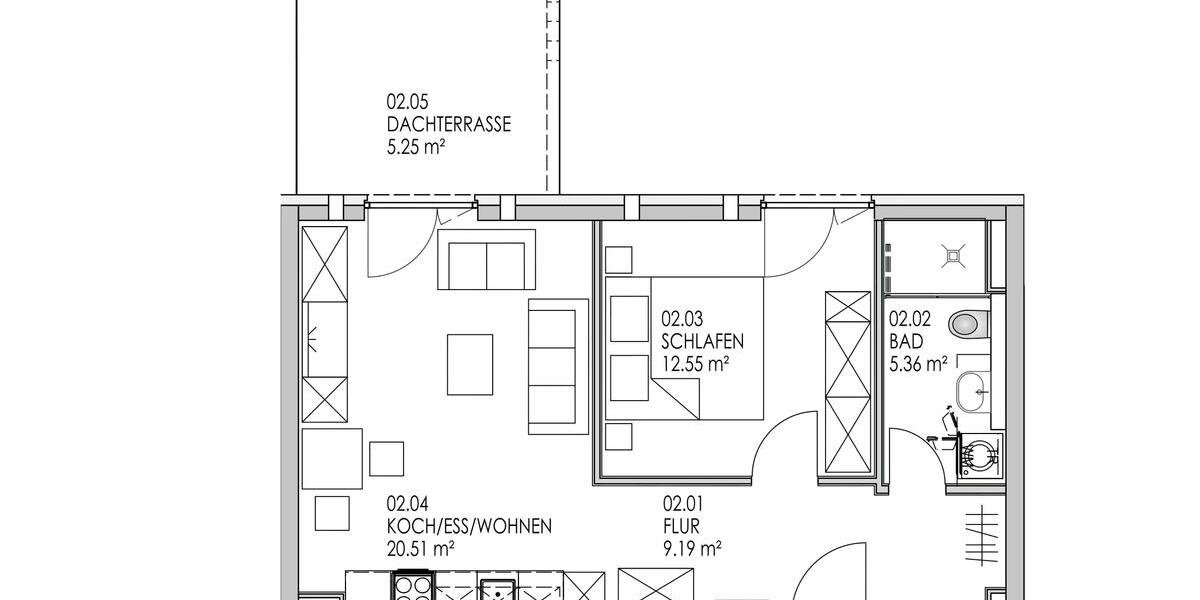 Etagenwohnung Offenbach am Main Bieber - 2 Zimmer, 53 m&sup2;, 880&euro; | Angebot:25367612