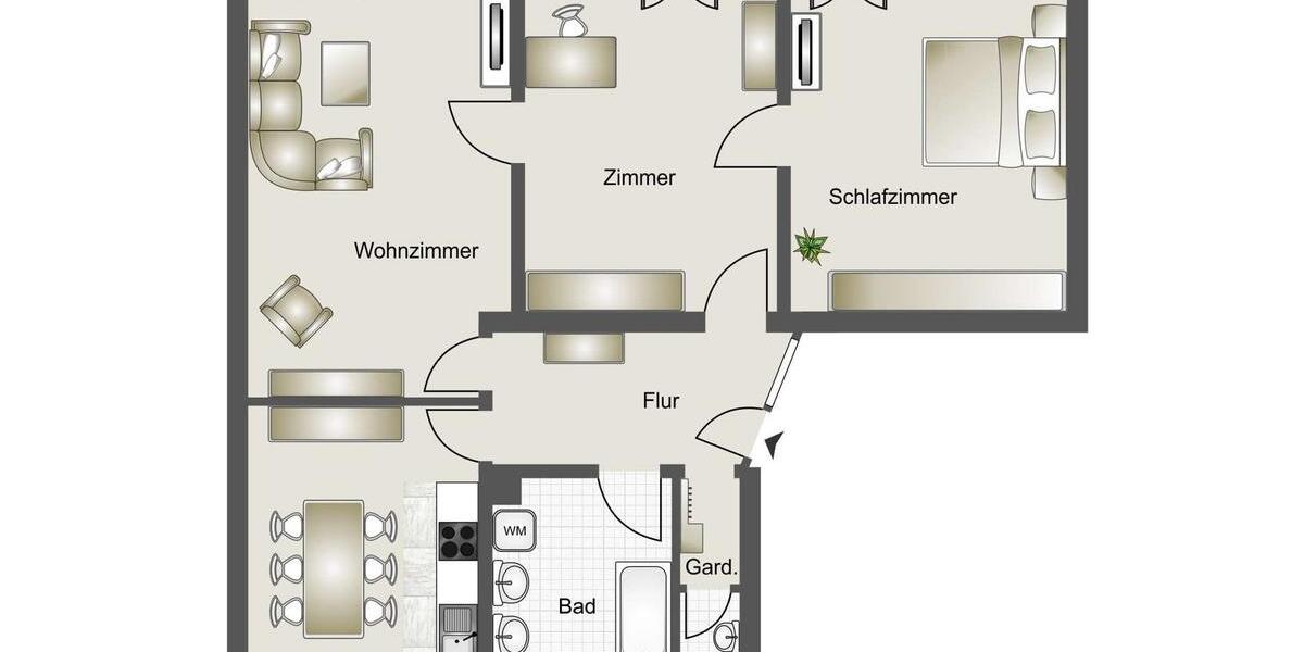 Etagenwohnung Bad Nauheim - 3 Zimmer, 113 m&sup2;, 1.300&euro; | Angebot:25960064
