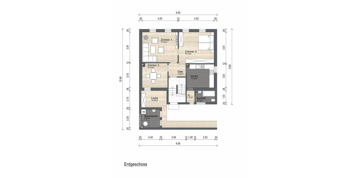 Mehrfamilienhaus, Wohnhaus Frankfurt Oberrad - 6 Zimmer, 136 m&sup2;, 695.000&euro; | Angebot:25776058