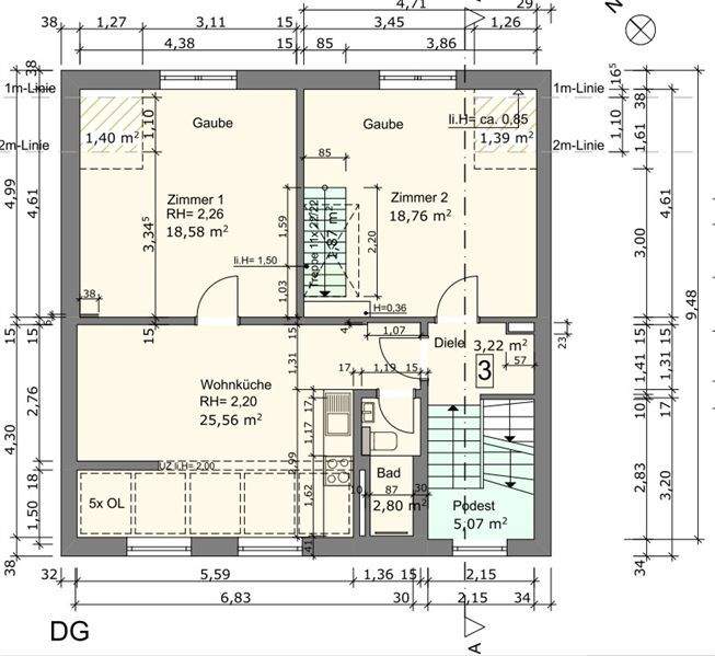 Etagenwohnung Hanau Großauheim - 3 Zimmer, 68 m&sup2;, 269.000&euro; | Angebot:25735314