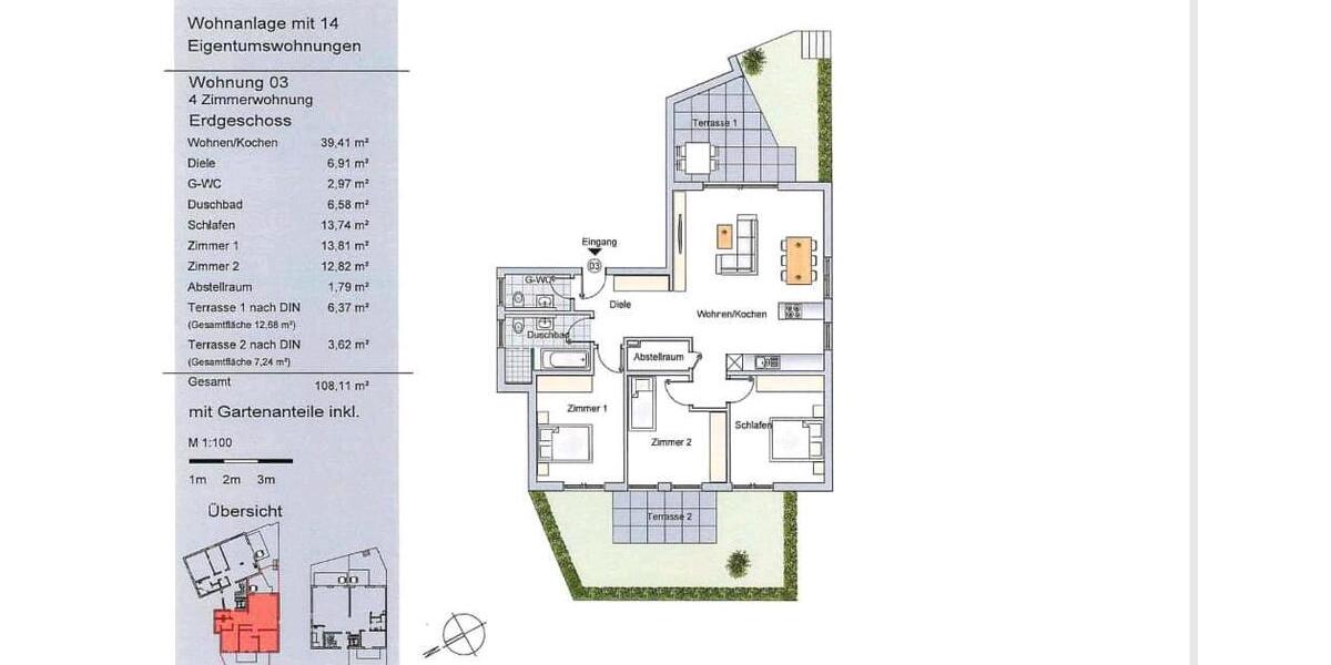 Terrassenwohnung Karben - 4 Zimmer, 108 m&sup2;, 669.000&euro; | Angebot:27527336
