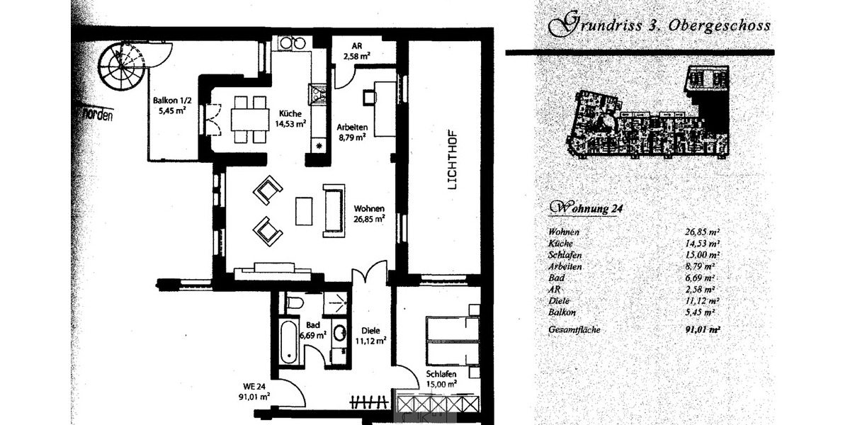 Etagenwohnung Frankfurt am Main Bahnhofsviertel - 2 Zimmer, 91 m&sup2;, 819.000&euro; | Angebot:25985273