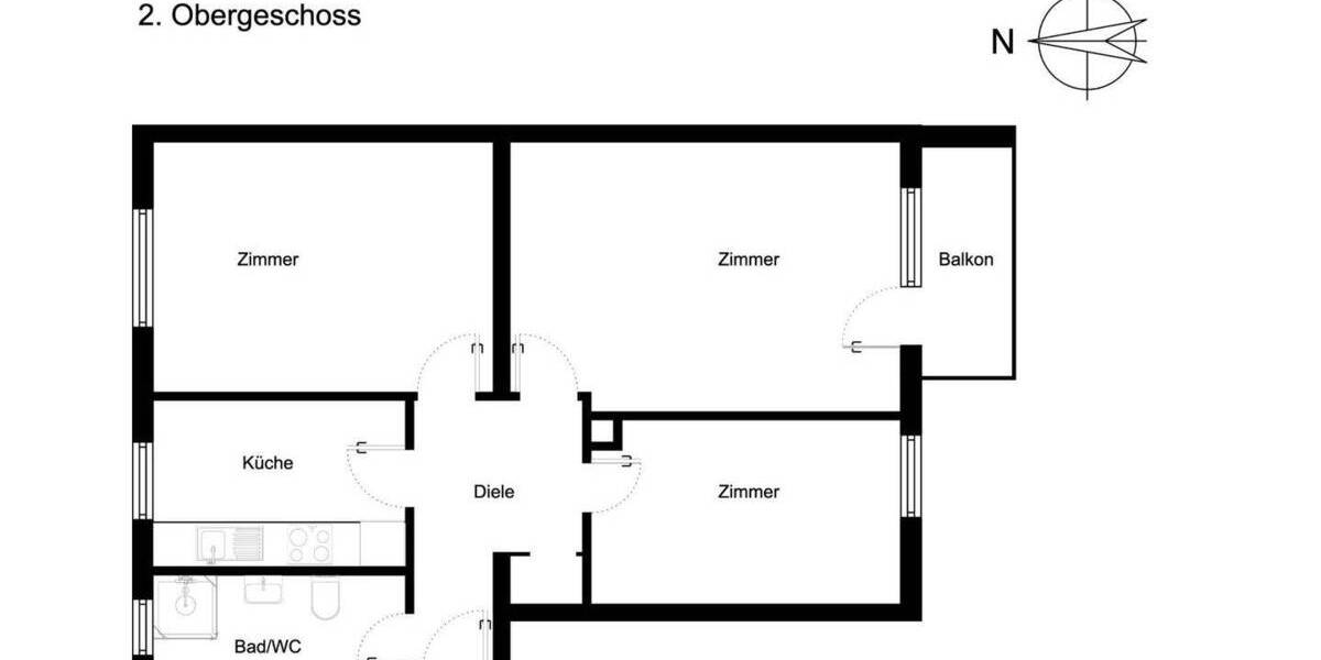 Etagenwohnung Oberursel (Taunus) Oberursel - 3 Zimmer, 67 m&sup2;, 280.000&euro; | Angebot:25691826