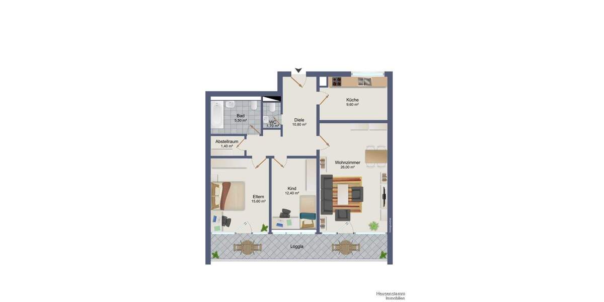 Etagenwohnung Heusenstamm - 3 Zimmer, 89 m&sup2;, 235.000&euro; | Angebot:25777782