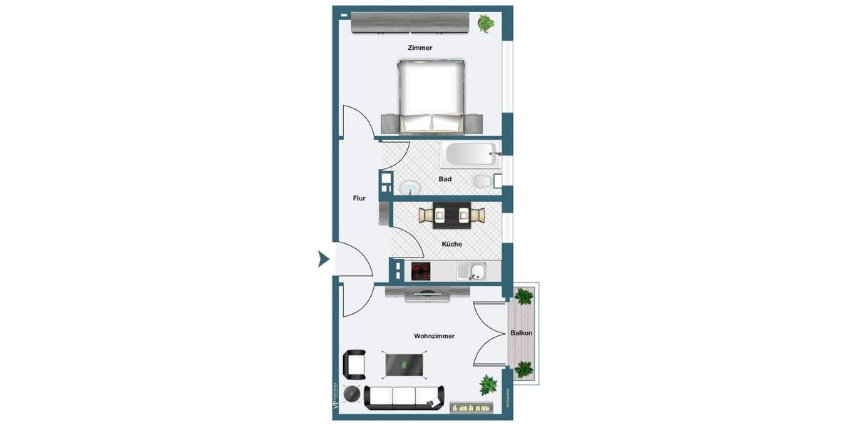 Etagenwohnung Frankfurt am Main Ostend - 2 Zimmer, 48 m&sup2;, 349.000&euro; | Angebot:25834647