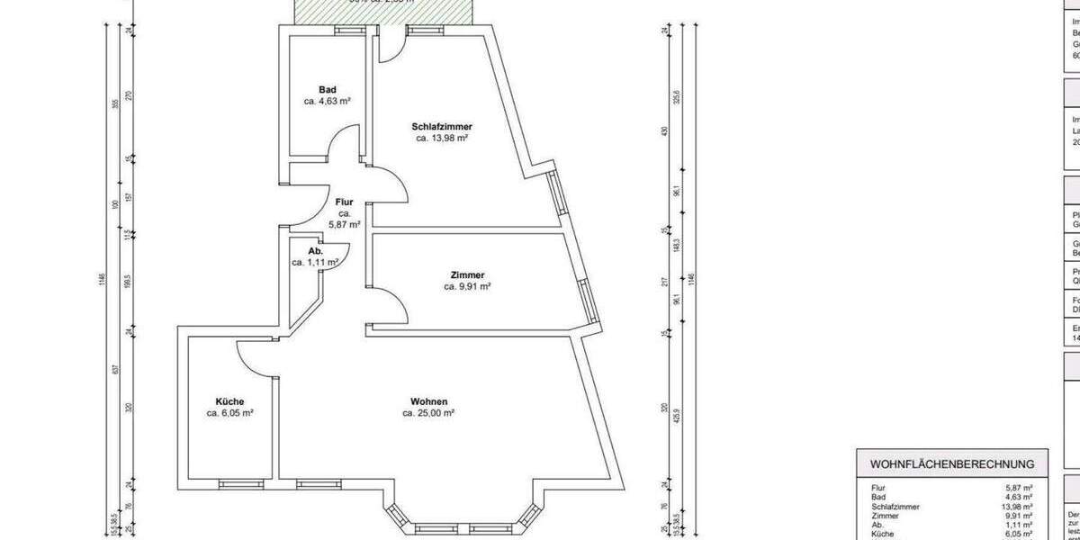 Etagenwohnung Frankfurt am Main Sachsenhausen - 3 Zimmer, 69 m&sup2;, 1.500&euro; | Angebot:25706158