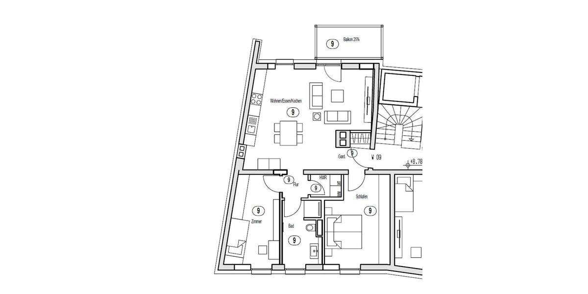 Etagenwohnung Aschaffenburg Innenstadt - 3 Zimmer, 77 m&sup2;, 385.000&euro; | Angebot:25809404