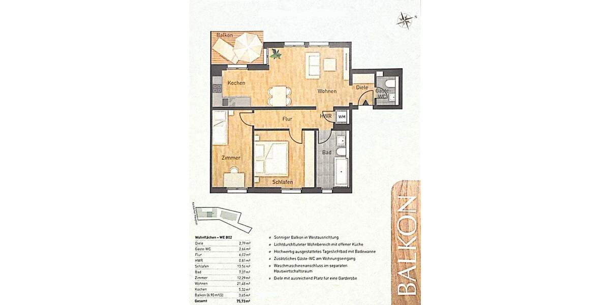 Etagenwohnung Frankfurt / Kalbach-Riedberg Kalbach - 3 Zimmer, 75 m&sup2;, 432.000&euro; | Angebot:25659215