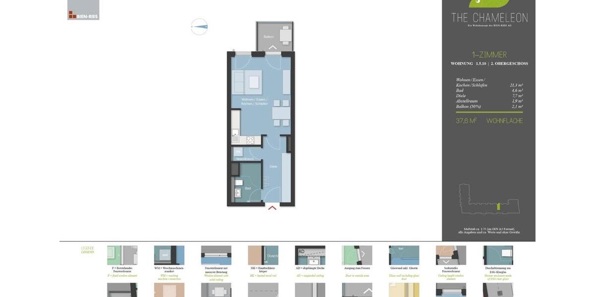 Etagenwohnung Frankfurt am Main Bockenheim - 1 Zimmer, 38 m&sup2;, 1.039&euro; | Angebot:25844415