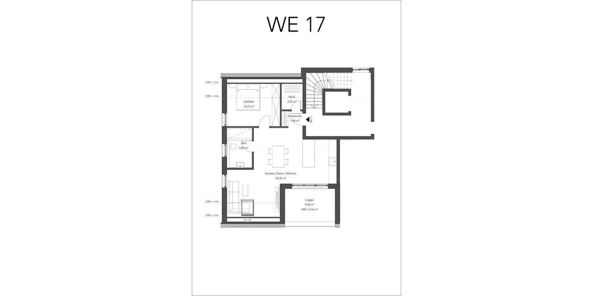 Etagenwohnung Aschaffenburg Innenstadt - 2 Zimmer, 60 m&sup2;, 329.900&euro; | Angebot:25747514
