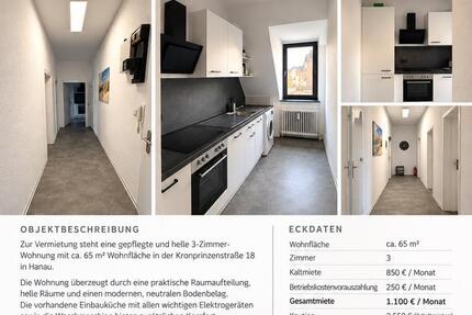 Wohnung Hanau Kesselstadt - 3 Zimmer, 65 m&sup2;, 850&euro; | Angebot:27533620