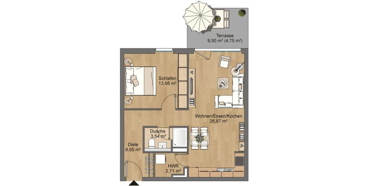 Etagenwohnung Hanau Lamboy - 2 Zimmer, 60 m&sup2;, 762&euro; | Angebot:25752438
