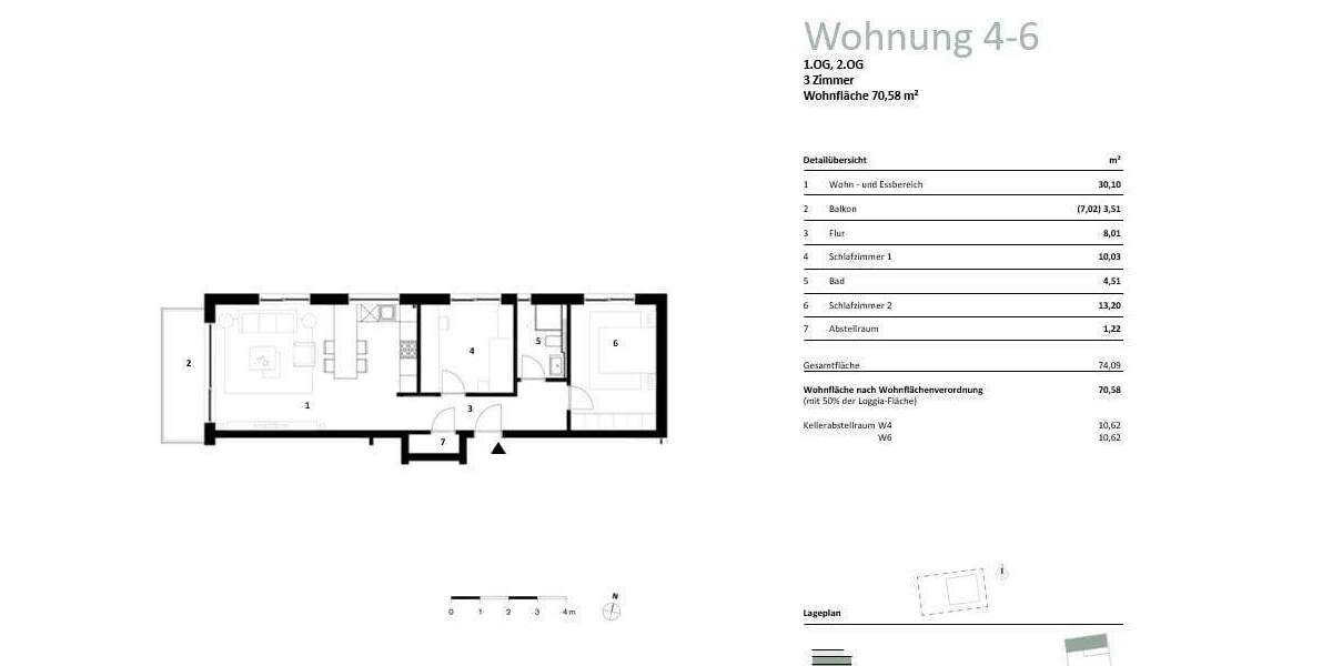 Etagenwohnung Bad Vilbel - 3 Zimmer, 70 m&sup2;, 449.000&euro; | Angebot:25746356