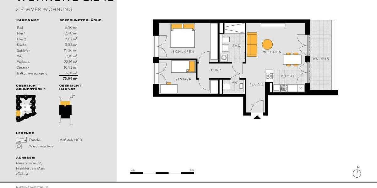 Etagenwohnung Frankfurt am Main Gallus - 3 Zimmer, 75 m&sup2;, 569.900&euro; | Angebot:25780360